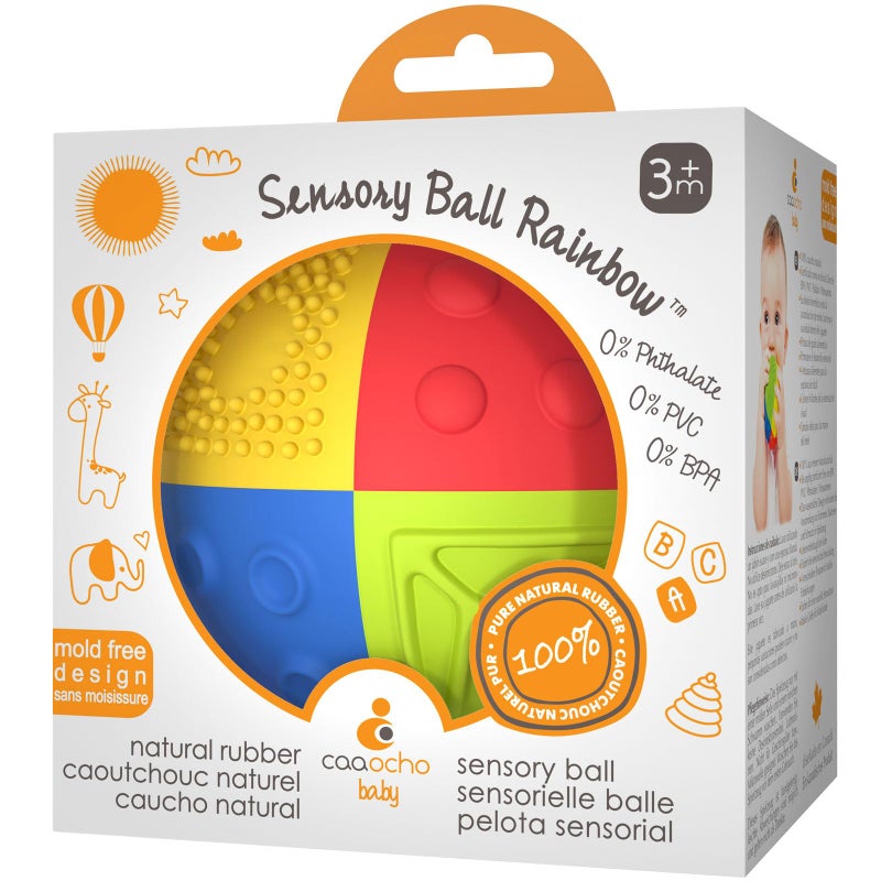 caaocho Pure Natural Rubber Sensory Ball Rainbow 3" - Sealed Hole, BPA Free Baby Ball Toy, for Sensory Play, for Sensory Development, Hole Free Baby Toy, Perfect Bouncer, Without Hole - Image 1
